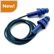 Detectamet detectable Reusable Earplugs - Blue 3 Flange with Detectable Silicon Cord