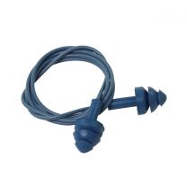 Metal Detectable Earplugs - Reusable 3 Flange with Cord - Blue - SNR 19db (pack of 200 pairs)