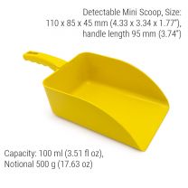 Detectable Square Scoops (Pack of 5) - Mini: 100 ml (3.51 fl oz) - Yellow